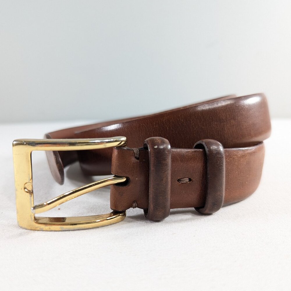 Cole Haan brown leather belt  solid brass buckle size 42 / 105